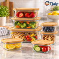 Tjuiy™ Bamboo-Lid Glass Food Storage Container Set original reference