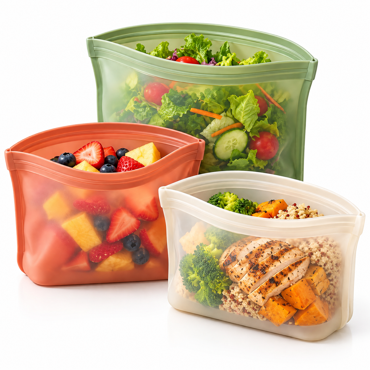 Tjuiy™ Reusable Silicone Food Storage Bag Set product view