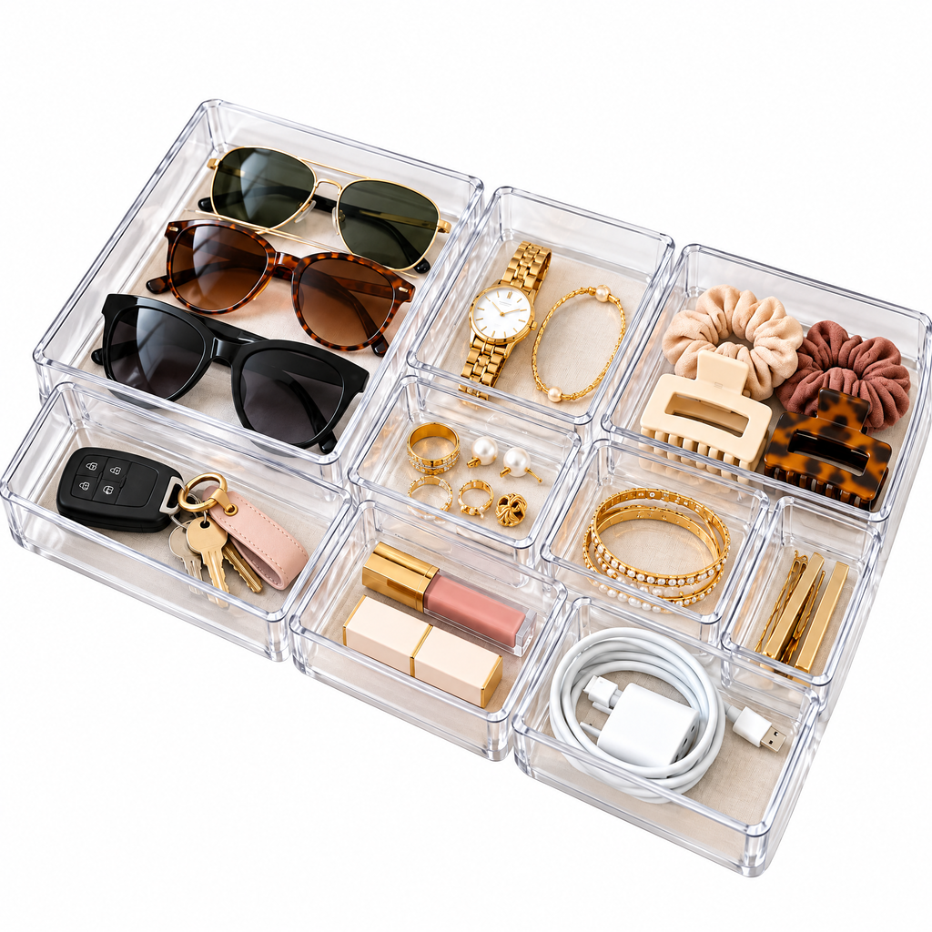 Tjuiy™ Modular Clear Drawer Organizer Tray Set product view