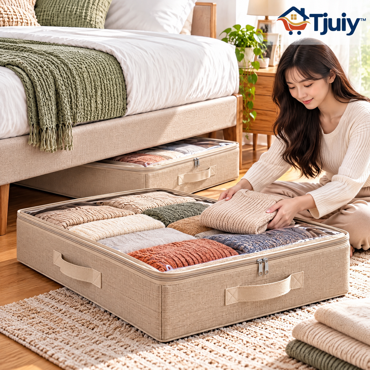 Tjuiy™ Under-Bed Storage Bins with Clear Windows lifestyle scene